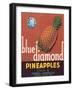 Blue Diamond Pineapple Label - Corozal, PR-Lantern Press-Framed Art Print