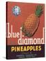 Blue Diamond Pineapple Label - Corozal, PR-Lantern Press-Stretched Canvas