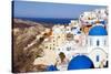 Blue Dome Churches and Cyclades Architecture Oia Ia Santorini Greek Islands-rj lerich-Stretched Canvas