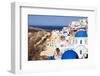 Blue Dome Churches and Cyclades Architecture Oia Ia Santorini Greek Islands-rj lerich-Framed Photographic Print