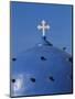 Blue dome of a church with cross on Santorin, Greece-Murat Taner-Mounted Photographic Print