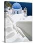 Blue Domed Church, Oia, Santorini, Cyclades Islands, Greece, Europe-Lee Frost-Stretched Canvas