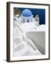 Blue Domed Church, Oia, Santorini, Cyclades Islands, Greece, Europe-Lee Frost-Framed Photographic Print