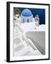 Blue Domed Church, Oia, Santorini, Cyclades Islands, Greece, Europe-Lee Frost-Framed Photographic Print