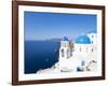 Blue Domed Churches in the Village of Oia, Santorini (Thira), Cyclades Islands, Aegean Sea, Greece-Gavin Hellier-Framed Photographic Print