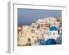 Blue Domed Churches in the Village of Oia, Santorini (Thira), Cyclades Islands, Aegean Sea, Greece-Gavin Hellier-Framed Photographic Print