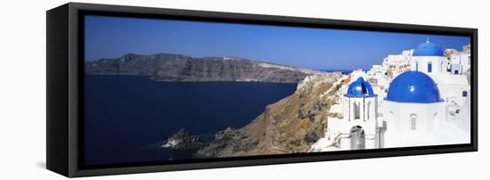 Blue Domes of a Church, Oia, Santorini, Cyclades Islands, Greece-null-Framed Stretched Canvas