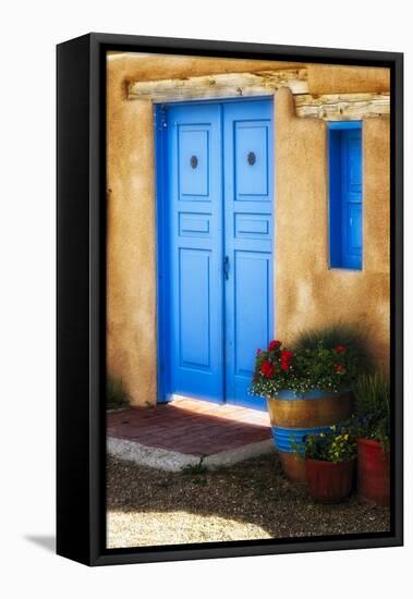 Blue Door Adobe Walls-George Oze-Framed Stretched Canvas