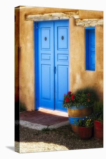 Blue Door Adobe Walls-George Oze-Stretched Canvas