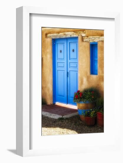 Blue Door Adobe Walls-George Oze-Framed Photographic Print