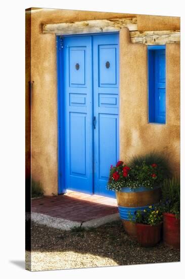 Blue Door Adobe Walls-George Oze-Stretched Canvas