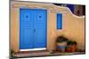 Blue Door And Adobe Wall, Taos, NM-George Oze-Mounted Photographic Print