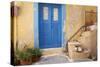 Blue Door, Ermoupoli (Khora), Syros Island, Cyclades, Greek Islands, Greece, Europe-Tuul-Stretched Canvas