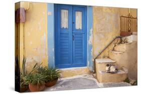 Blue Door, Ermoupoli (Khora), Syros Island, Cyclades, Greek Islands, Greece, Europe-Tuul-Stretched Canvas