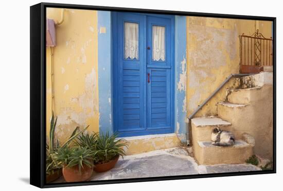 Blue Door, Ermoupoli (Khora), Syros Island, Cyclades, Greek Islands, Greece, Europe-Tuul-Framed Stretched Canvas