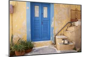 Blue Door, Ermoupoli (Khora), Syros Island, Cyclades, Greek Islands, Greece, Europe-Tuul-Mounted Photographic Print