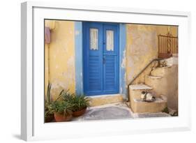 Blue Door, Ermoupoli (Khora), Syros Island, Cyclades, Greek Islands, Greece, Europe-Tuul-Framed Photographic Print