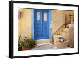 Blue Door, Ermoupoli (Khora), Syros Island, Cyclades, Greek Islands, Greece, Europe-Tuul-Framed Photographic Print