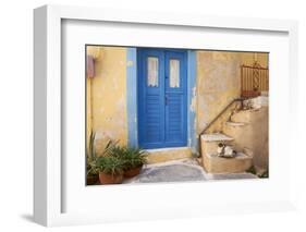 Blue Door, Ermoupoli (Khora), Syros Island, Cyclades, Greek Islands, Greece, Europe-Tuul-Framed Photographic Print