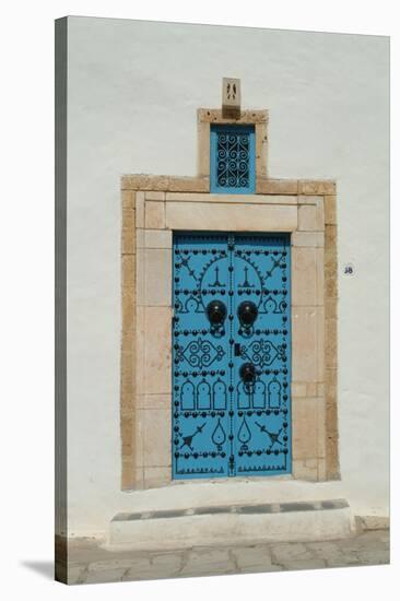 Blue Door with Black Studded Decoration, Sidi Bou Said-Natalie Tepper-Stretched Canvas