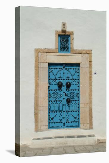 Blue Door with Black Studded Decoration, Sidi Bou Said-Natalie Tepper-Stretched Canvas