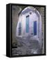 Blue Doors and Whitewashed Wall, Morocco-Merrill Images-Framed Stretched Canvas