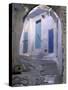 Blue Doors and Whitewashed Wall, Morocco-Merrill Images-Stretched Canvas
