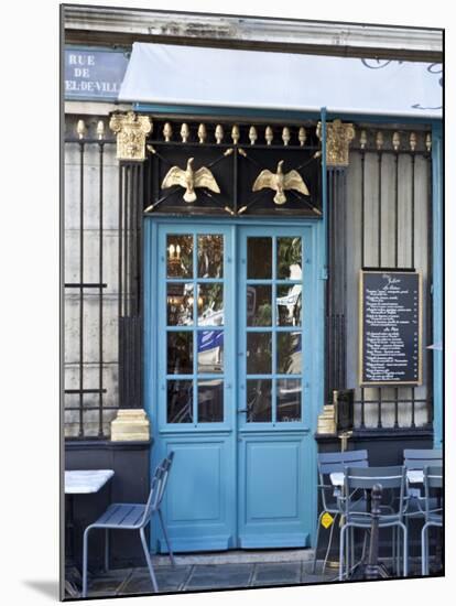 Blue Doors of Cafe, Marais District, Paris, France-Jon Arnold-Mounted Photographic Print