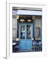 Blue Doors of Cafe, Marais District, Paris, France-Jon Arnold-Framed Photographic Print