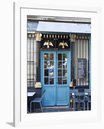 Blue Doors of Cafe, Marais District, Paris, France-Jon Arnold-Framed Photographic Print