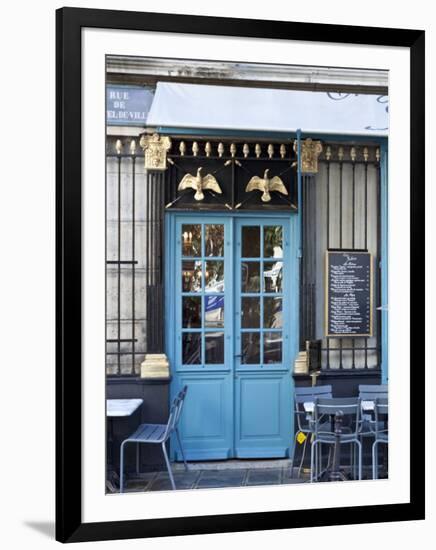 Blue Doors of Cafe, Marais District, Paris, France-Jon Arnold-Framed Photographic Print