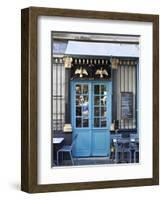Blue Doors of Cafe, Marais District, Paris, France-Jon Arnold-Framed Photographic Print