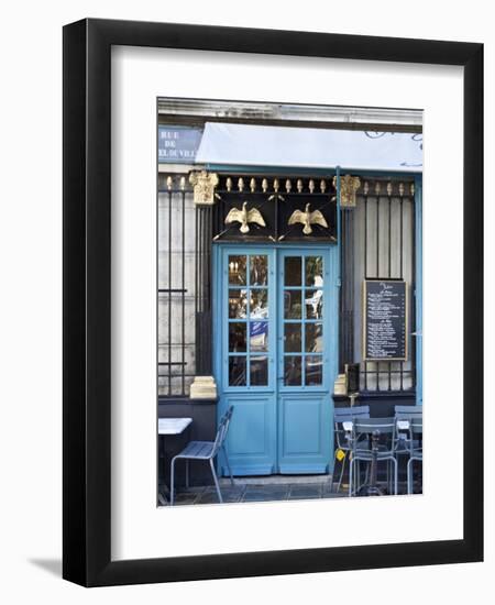 Blue Doors of Cafe, Marais District, Paris, France-Jon Arnold-Framed Photographic Print