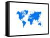 Blue Dotted World Map-NaxArt-Framed Stretched Canvas