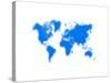 Blue Dotted World Map-NaxArt-Stretched Canvas