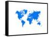 Blue Dotted World Map-NaxArt-Framed Stretched Canvas