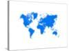 Blue Dotted World Map-NaxArt-Stretched Canvas