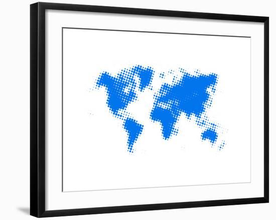 Blue Dotted World Map-NaxArt-Framed Art Print