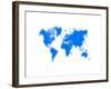 Blue Dotted World Map-NaxArt-Framed Art Print