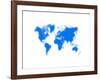 Blue Dotted World Map-NaxArt-Framed Art Print