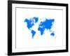 Blue Dotted World Map-NaxArt-Framed Art Print