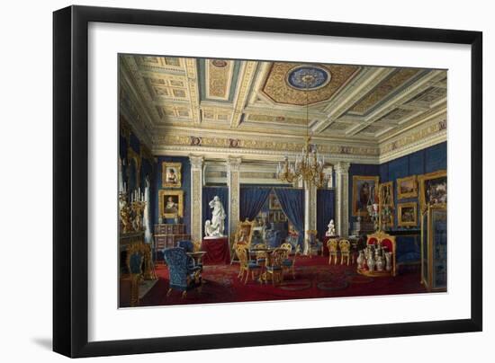 Blue Drawing-Room in the Mariinsky Palace in Saint Petersburg, Mid of the 19th C-Eduard Hau-Framed Giclee Print