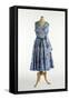 Blue Dress Printed with a Pattern of Ladies Wearing Full-Skirted Dresses, C.1958-null-Framed Stretched Canvas