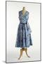 Blue Dress Printed with a Pattern of Ladies Wearing Full-Skirted Dresses, C.1958-null-Mounted Giclee Print