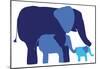 Blue Elephants-null-Mounted Poster