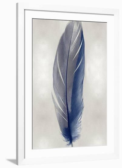 Blue Feather on Silver II-Julia Bosco-Framed Art Print