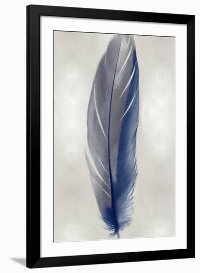 Blue Feather on Silver II-Julia Bosco-Framed Art Print