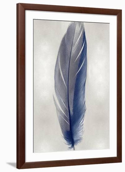 Blue Feather on Silver II-Julia Bosco-Framed Art Print