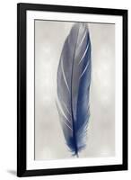 Blue Feather on Silver II-Julia Bosco-Framed Art Print