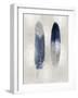 Blue Feather Pair on Silver-Julia Bosco-Framed Art Print